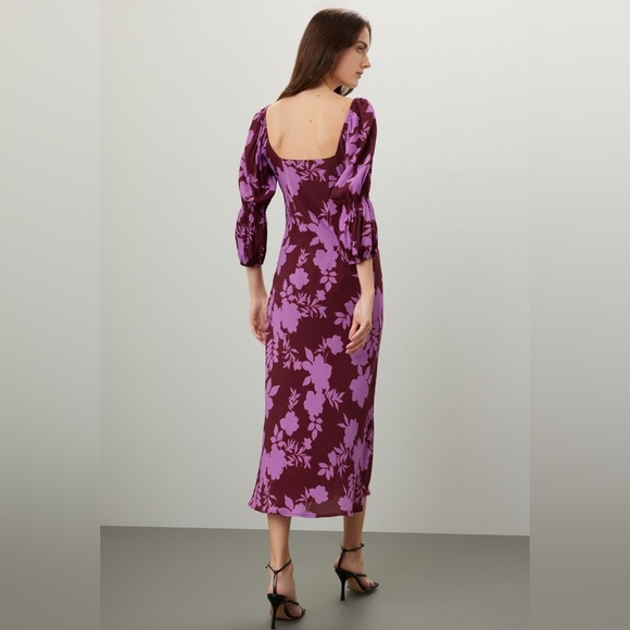 Peter Som Collective Floral Midi Square-neck Dress Womens size 8 maxi midi lined - Picture 2 of 10